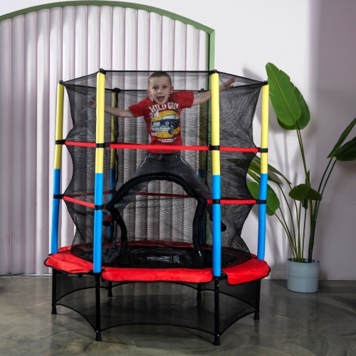 Батут DFC JUMP KIDS 55" красный с желто-синими стойками фото 10 Батут DFC JUMP KIDS 55" красный с желто-синими стойками фото 10