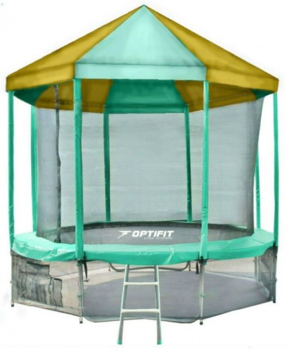 Батут Optifit Like Green 10ft с зелено-желтой крышей Батут Optifit Like Green 10ft с зелено-желтой крышей