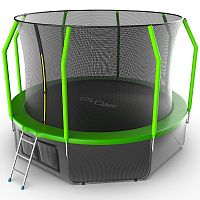 EVO JUMP Cosmo 12ft (Green) + Lower net. Батут с внутренней сеткой и лестницей, диаметр 12ft (зеленый) + нижняя сеть