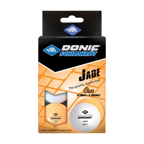 Мячики для н/тенниса DONIC JADE 40+ 6 штук, белый + оранжевый Мячики для н/тенниса DONIC JADE 40+ 6 штук, белый + оранжевый