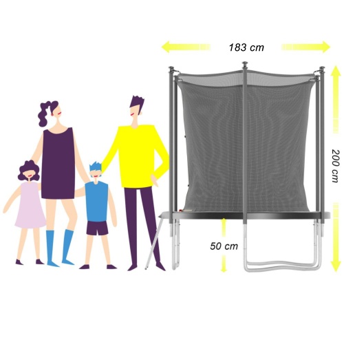 Батут с защитной сеткой DFC JUMP4FUN 6 ft черный с лестницей фото 4 Батут с защитной сеткой DFC JUMP4FUN 6 ft черный с лестницей фото 4