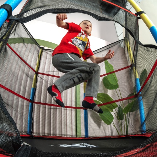 Батут DFC JUMP KIDS 55" красный с желто-синими стойками фото 11 Батут DFC JUMP KIDS 55" красный с желто-синими стойками фото 11