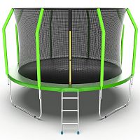 EVO JUMP Cosmo 12ft (Green) Батут с внутренней сеткой и лестницей, диаметр 12ft (зеленый)