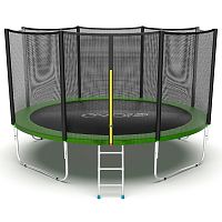 EVO JUMP External 12ft (Green) Батут с внешней сеткой и лестницей, диаметр 12ft (зеленый)