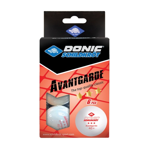 Мячики для н/тенниса DONIC AVANTGARDE 3* 40+, 6 штук, белый Мячики для н/тенниса DONIC AVANTGARDE 3* 40+, 6 штук, белый