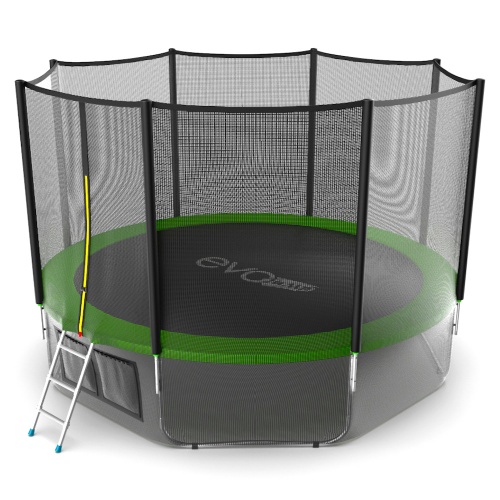 EVO JUMP External 12ft (Green) + Lower net. Батут с внешней сеткой и лестницей, диаметр 12ft (зеленый) + нижняя сеть EVO JUMP External 12ft (Green) + Lower net. Батут с внешней сеткой и лестницей, диаметр 12ft (зеленый) + нижняя сеть